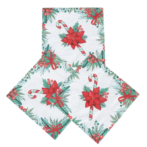 20 stuks Papieren servetten 33 x 33 cm 2 lagen Kerstmotief candy cane en kerstster Decoratieve kersttafelservetten Inkt op waterbasis