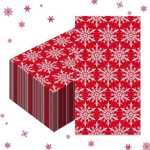 20 unidades de Guardanapos de Papel 40 x 33 cm Guardanapos de Natal Flocos Brancos em Fundo Vermelho Motivo de Neve Inverno Guardanapos Decorativos
