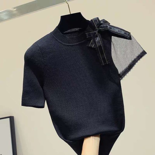 Dam T-shirt med rosett B159