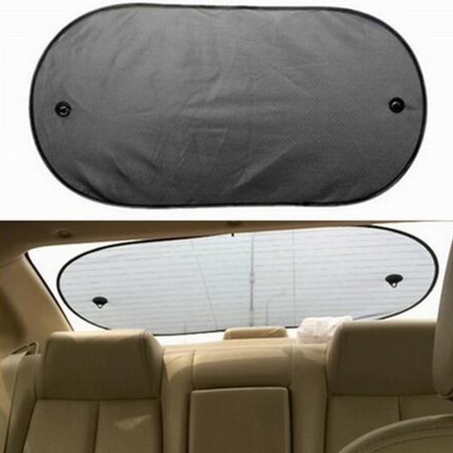 Solskydd för bakrutan på bilen Fin nylon nätväv Oval form 100 x 50 cm Fäste med sugkoppar Skugga för passagerare bak