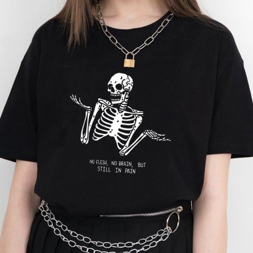 T-shirt dam med skeletttryck