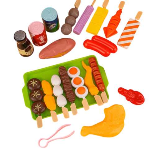 21 pièces ensemble de couverts de cuisine pour enfants avec nourriture et boissons Jouets en plastique pour enfants pour cuisiner et jouer