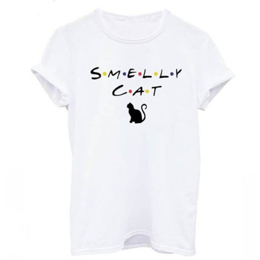 Vit T-shirt för kvinnor med roligt tryck