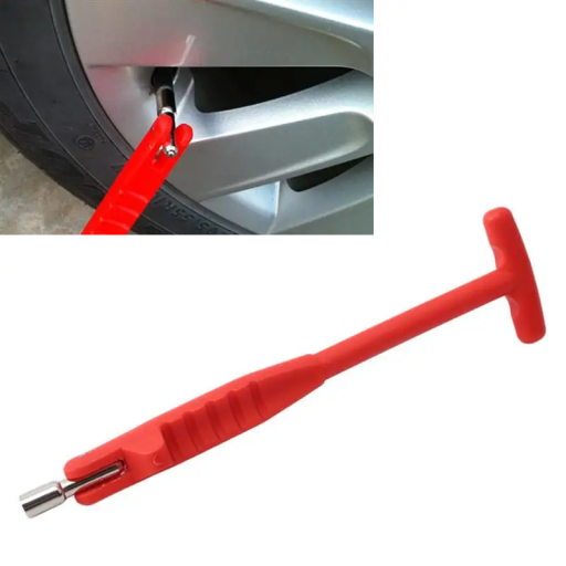 22.4 cm Car Tyre Valve Remover with Plastic Handle and 4.1 cm Steel Rotating Tip for Fitting and Removing Valves