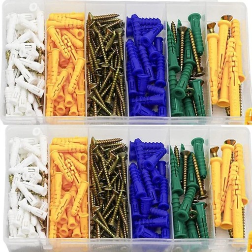 232 pièces ensemble de chevilles et de vis de différentes tailles 25 mm 30 mm 32 mm 38 mm 60 mm pour fixation dans le mur travaux de montage