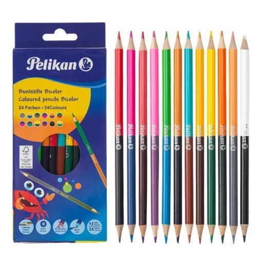 24 creioane colorate cu două fețe, 48 de culori pentru copii și elevi, 17,3 cm, rechizite școlare pentru desen, artă pastelată și schiță