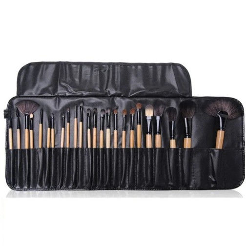 24 de bucăți set de pensule pentru machiaj cu etui pentru machiaj complet al feței, ochilor și detalii cosmetice