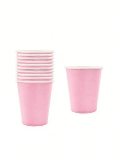 24 pcs Gobelets en papier hauteur 8,7 cm diamètre du fond 5,2 cm Gobelets de fête rose clair Gobelets unis pour anniversaires