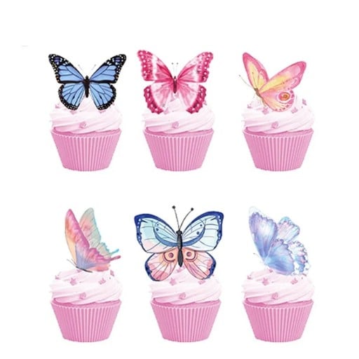 24 τμχ Σαπχάκια για cupcakes με σχέδιο πεταλούδας Διακοσμήσεις για cupcakes, muffins και γλυκά Σαπχάκια για τούρτα Διακοσμήσεις πάρτι για παιδική