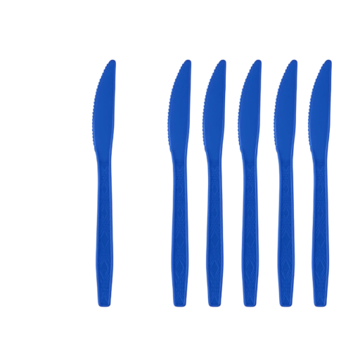 24 unidades de cuchillos de plástico desechables de 16,8 cm utensilios de fiesta en azul oscuro cuchillos desechables para celebraciones catering