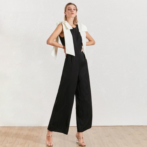 Lång jumpsuit för kvinnor med rosetter