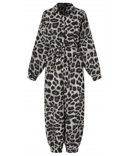Långärmad skjorta jumpsuit för kvinnor