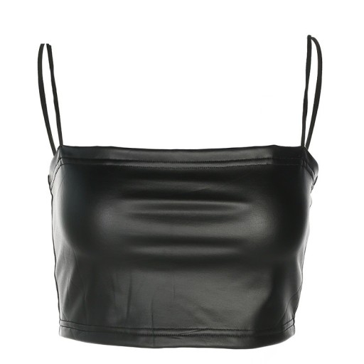 Crop top i konstläder A1276 för kvinnor