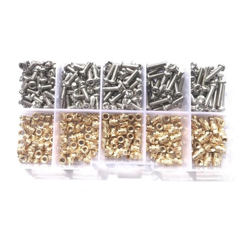 260 ks sada šroubů a matic M4 různé délky 6–16 mm kovové provedení stříbrná a zlatá barva pro spojování dílů
