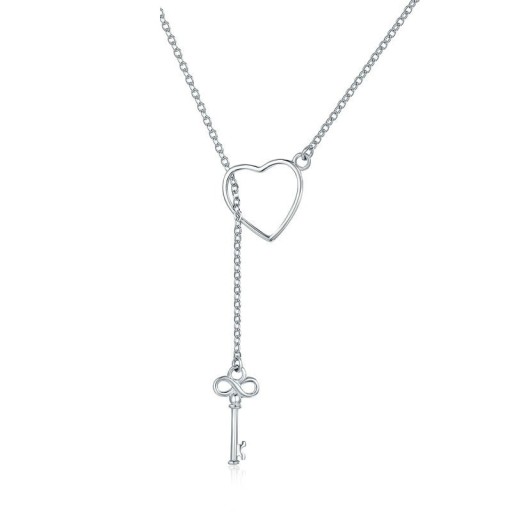 Damhalsband med hjärta och nyckel