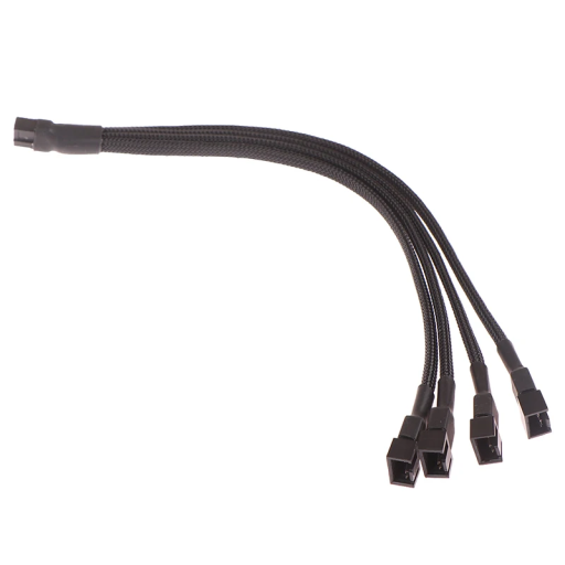 26cm 4pinový rozbočovací napájecí kabel ventilátoru PC s 1x samčí koncovkou a 4x samičími konektory pro chlazení počítače