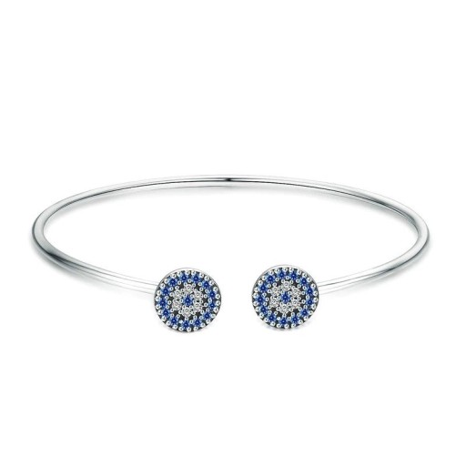 Kvinnors öppet armband med blå stenar