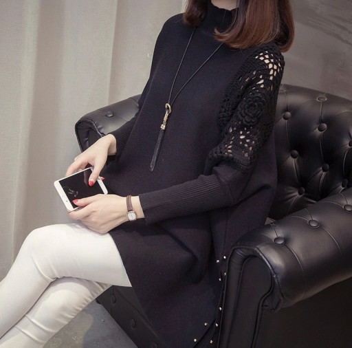 Överdimensionerad turtleneck A2328 för kvinnor