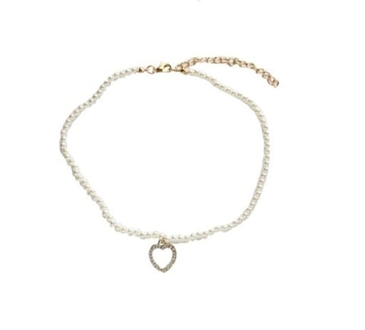 Dampärlhalsband med hjärta D274
