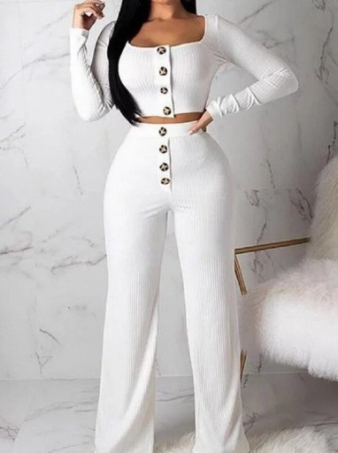 Stickad crop top och byxor för kvinnor B1180
