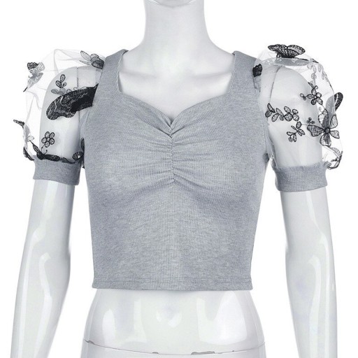Stickad crop top för damer A2938