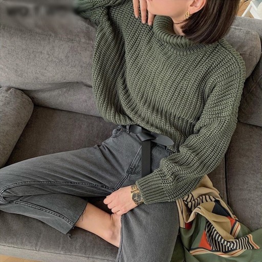 Stickad turtleneck för dam A2131
