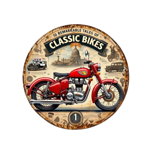 2D Aluminium Sign 20 x 20 cm Vintage Cartoon Design Red Motorcycle Retro Hanging Wall Decoration for Garage, Workshop and Interior