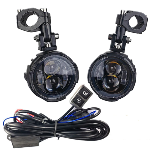 2er Set Motorrad LED Scheinwerfer 100W Weiß und Gelb Zusatz Fernlicht mit Schalter Zusatzscheinwerfer für Motorrad