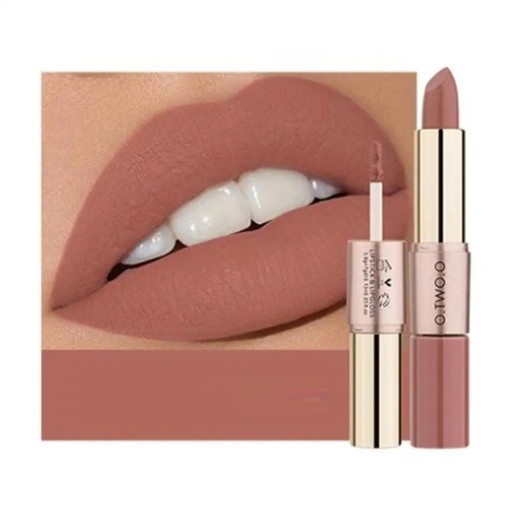 2in1 Vedenkestävä Mattahuulipuna Pitkäkestoisella Kiillolla Lip Stick Huulipuna Huulikiillolla