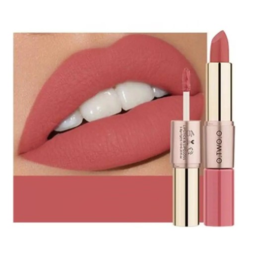 2in1 Vedenkestävä Mattahuulipuna Pitkäkestoisella Kiillolla Lip Stick Huulipuna Huulikiillolla
