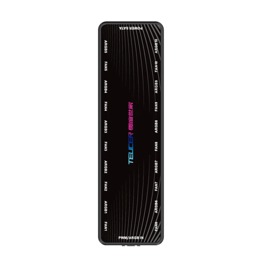 2v1 rozbočovač PWM a ARGB hub 10x 5V 3pin a 10x 12V 4pin SATA napájení 3/4pin vstup magnetická základna 16,4x4,8x1,5 cm