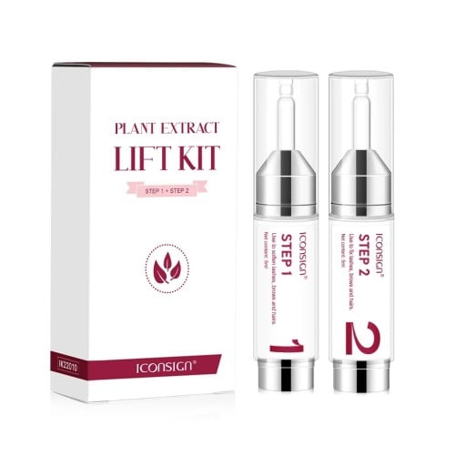 2x 5 ml Professzionális szett szempilla- és szemöldöklamináláshoz Kétlépcsős Szempilla- és Szemöldöklift Készlet Növényi Kivonattal Tartós göndörítés