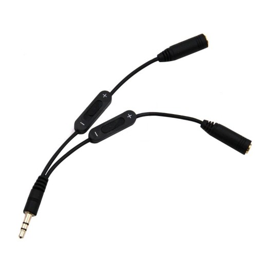 3,5 mm jack-splitter med lydstyrkekontrol
