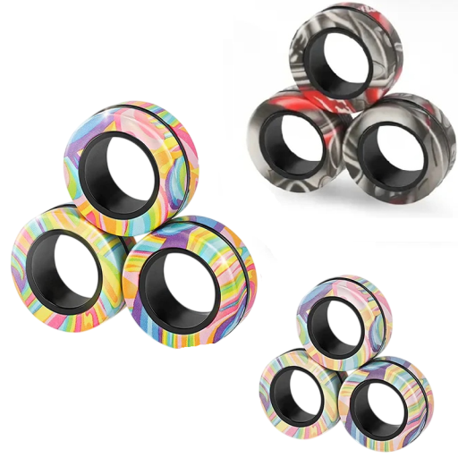 3 db-os mágneses fidget gyűrű készlet, stresszoldó eszköz a stressz enyhítésére és a koncentráció támogatására ABS műanyagból