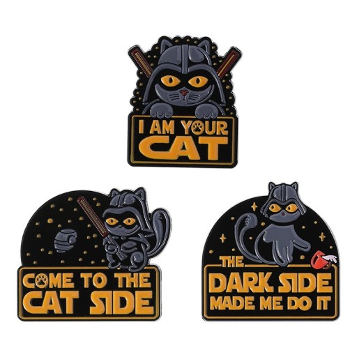 3 db Star Wars ihletésű macska smaltált kitűző készlet fém színes brosok kabátra hátizsákra ruházati kiegészítő