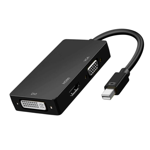 3-i-1 Mini DisplayPort til HDMI VGA DVI-adapter 4K 30Hz universalforbindelse til skærme, projektorer, MacBooks og bærbare computere