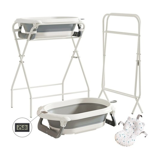 3 in 1 Baby Bath with Folding Stand 72 cm Metal Construction for Bathing Infants at Home and in the Bathroom