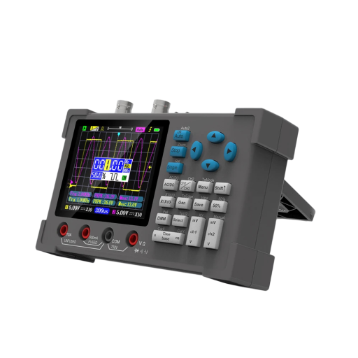 3-in-1 digitale oscilloscoop multimeter signaalgenerator twee-kanaals 120MHz 250MSa/s 3,2" IPS display 2500mAh batterij
