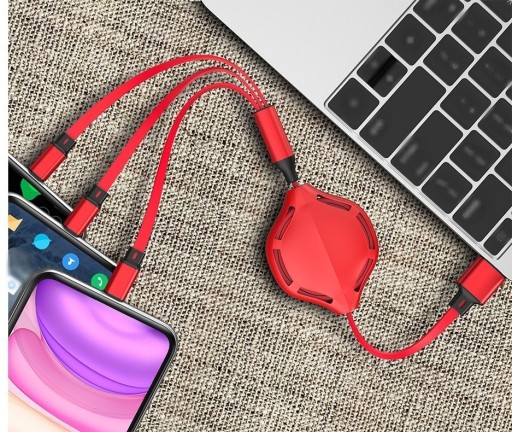 3-in-1 USB-sisäänvedettävä kaapeli