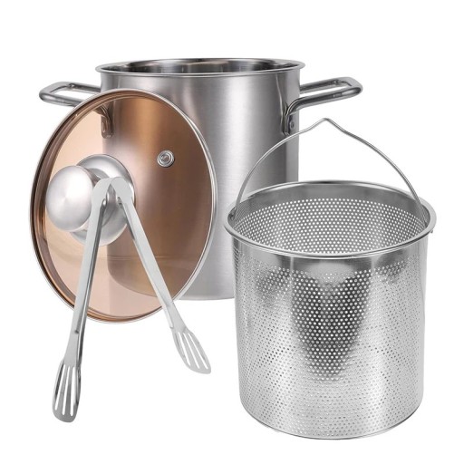 3 L Stainless Steel Frying Pot with Basket and Tongs for Home Frying of Chips, Tempura and Other Fried Foods