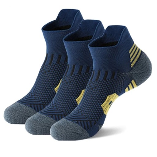 3 par professionella korta strumpor unisex 41-46 EUR mörkblå halkfria snabbtorkande strumpor