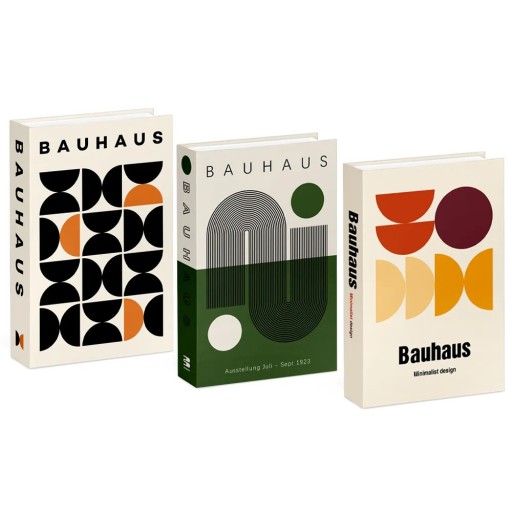 3 pcs Decorative Fake Books Bauhaus Non-Opening Imitation Books Beige Green Orange Interior Decoration for Bookshelf Shelf Table