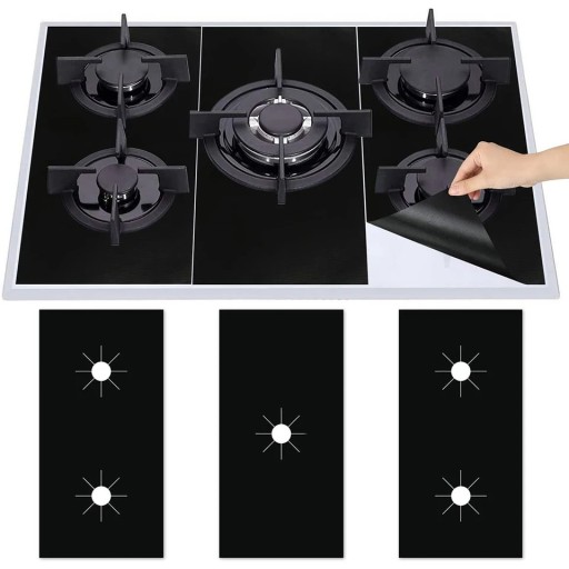 3 pcs Protective Film for Stove Against Dirt 54×27 cm Black Cuttable Option for Gas Stoves and Protection of Cooking Surface