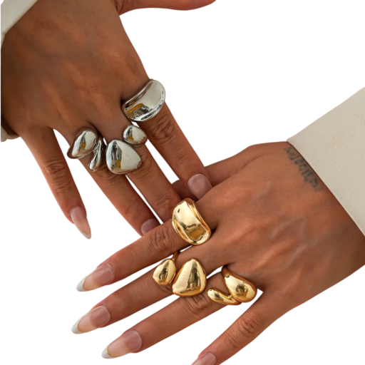 3 pcs Women's Rings Open Adjustable Round Geometric Shapes Smooth Surface Modern Rings Made of Zinc Alloy