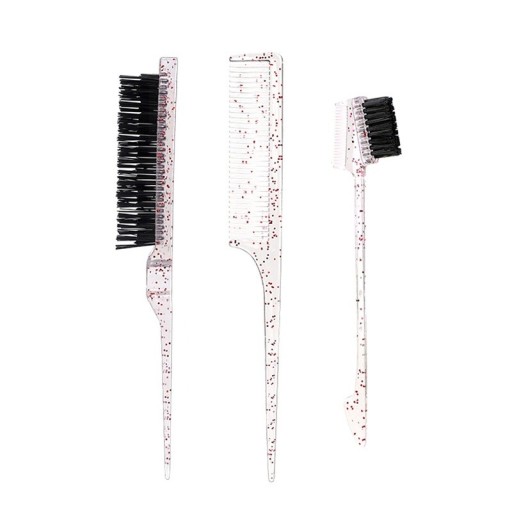 3-Piece Set of Combs and Brushes for Real Hair Wigs Edge Styling, Hair Styling, Hair Separation Pointed Comb and 2-in-1 Brush