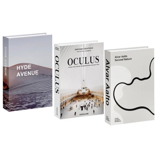 3 stuks decoratieve nep boeken Hyde Avenue Oculus Alvar Aalto niet-openbare imitatie boeken witte decoratie voor interieur op de plank