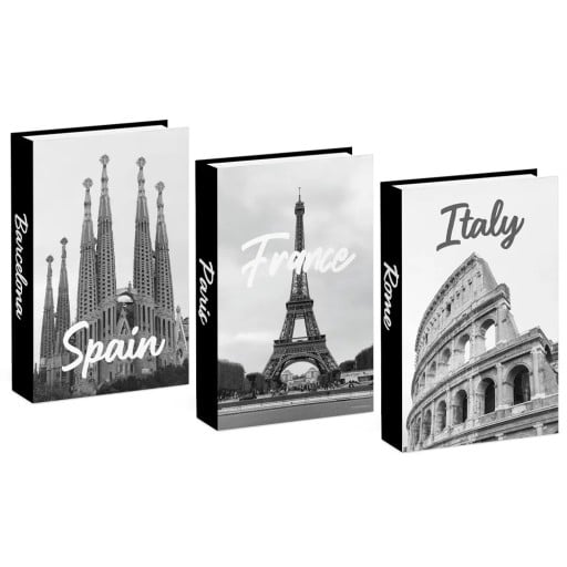 3 stuks decoratieve nepare boeken Italië Frankrijk Spanje niet-openbare imitatie boeken zwart-wit decoratie voor interieur boekenplank tafel