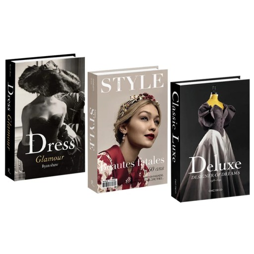 3 stuks decoratieve neppublicaties Dress Glamour Style Deluxe niet-openbare imitatieboeken zwart beige interieurdecoratie voor boekenplank