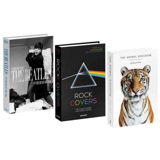 3 szt. dekoracyjnych fałszywych książek The Beatles Rock Covers Królestwo Zwierząt nieotwieralne imitacje książek czarna biała dekoracja do wnętrza