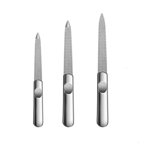 3 szt Pilnik do paznokci ze stali nierdzewnej Zestaw trzech rozmiarów Profesjonalny metalowy pilnik do manicure i pedicure